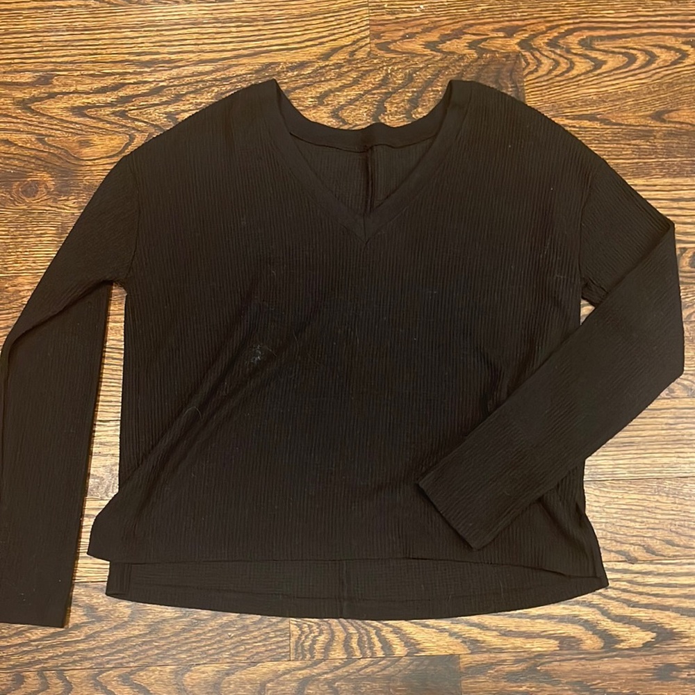Black long sleeve waffle shirt